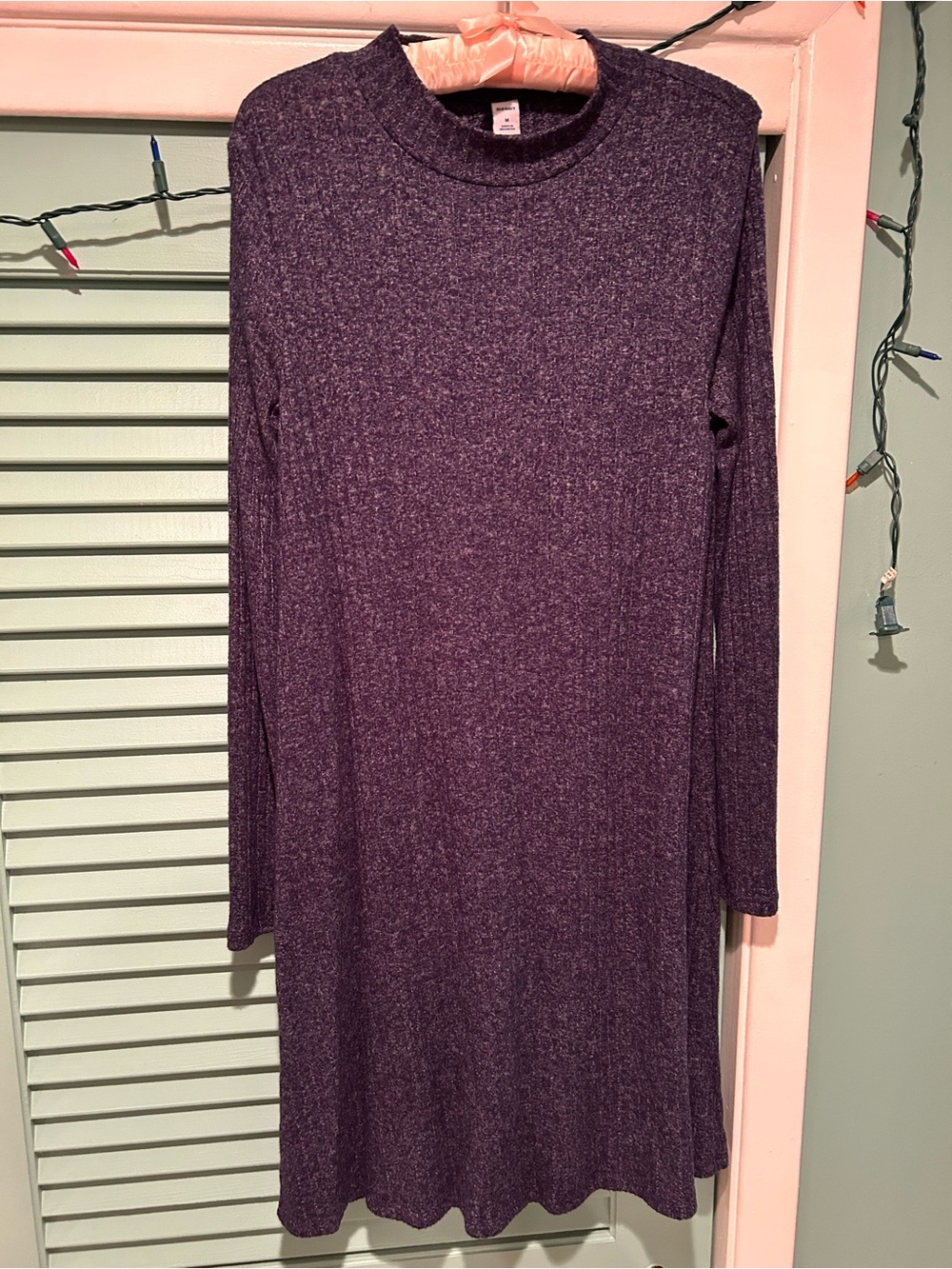 Old Navy Navy Ribbed Long Sleeve Dress